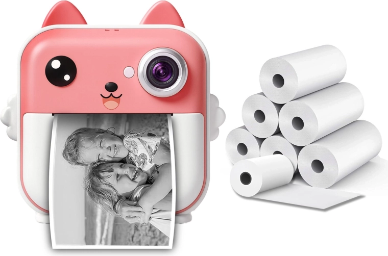 Instantni fotoaparat RENEW FORCE rožnat s termotiskom 48 Mpx + 6 rolic papirja