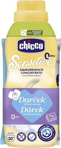 Chicco mehčalec Baby Sensitive Nežen dotik 750 ml + vlažilni robčki 72 kosov brezplačno