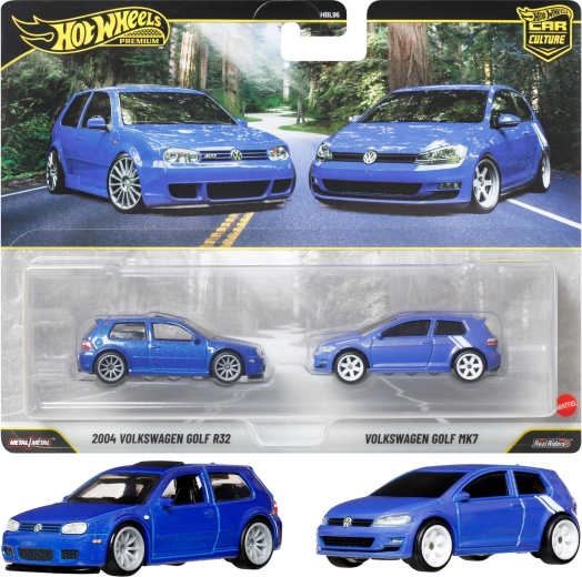 Hot Wheels Premium set 2 avtomobilčkov Volkswagen Golf R32 (2004) in Golf MK7