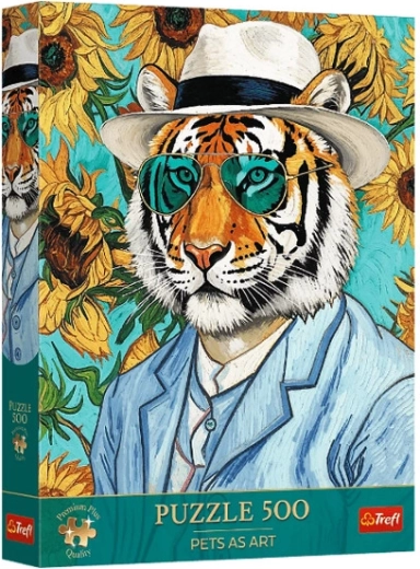 Trefl Premium Plus sestavljanka Pets as Art: gospod tiger in sončnice, 500 koščkov