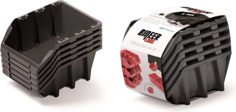 Set shranjevalnih škatel Bineer Long, 5 kosov, 198×118×155 mm, črna