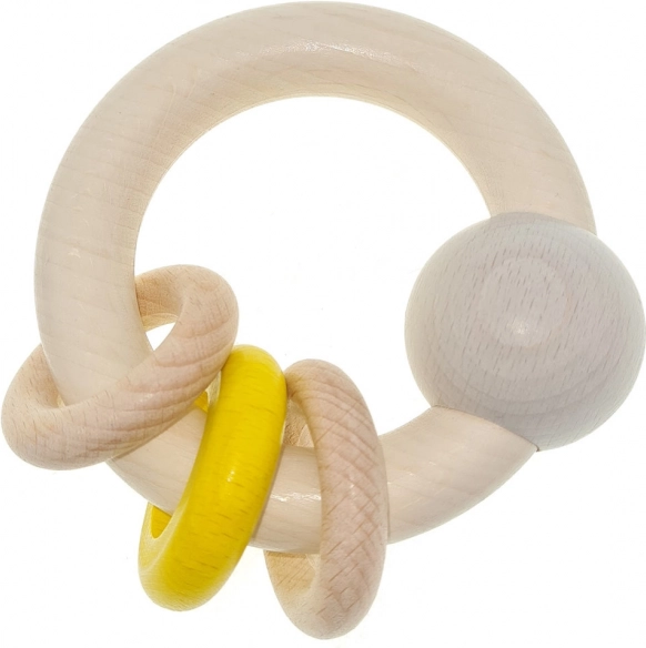 Hess lesena ropotulja z kroglico in obročki rumena