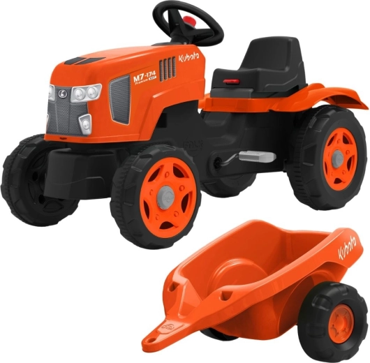 FALK Kubota pedal tractor with trailer and opening hood 2–6 years