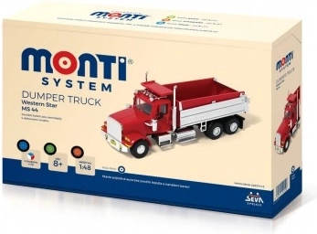 Gradbeni set Monti System MS 44 Dumper Truck Western Star 1:48 v škatli 22x15x6 cm