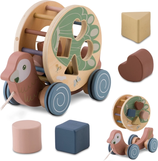 Leseni vlečni papagaj s sortirko NUKIDO