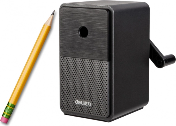 Ročni šilček z ročico s posodico in nastavitvijo ostrine – črn