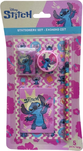 Petdelni pisalni komplet Lilo & Stitch rožnate barve
