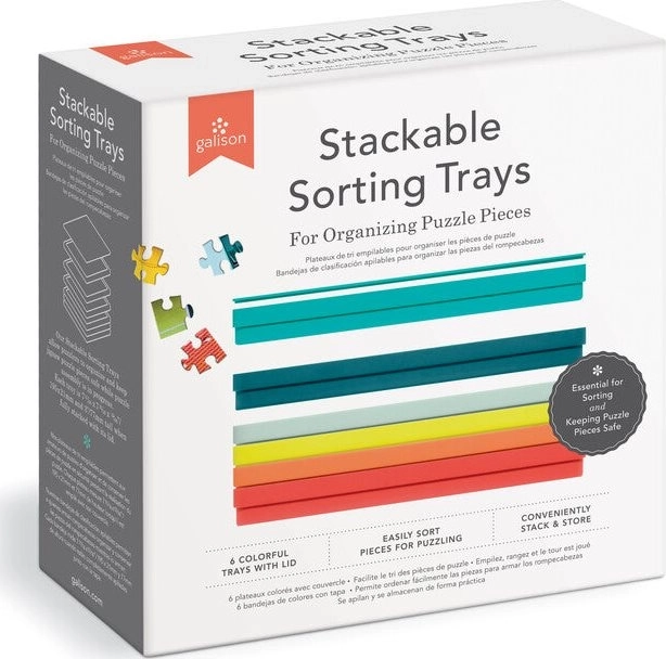 Galison razvrščevalnik za sestavljanke, komplet 6 zložljivih posodic s pokrovom