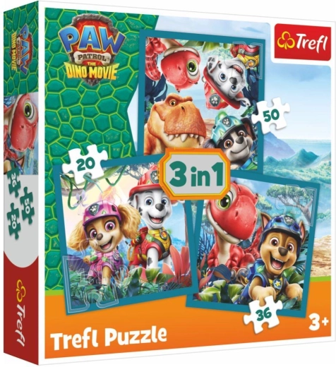 Sestavljanka 3 v 1 Tačke na patrulji Paw Patrol Dino Movie Dinozavrski otok
