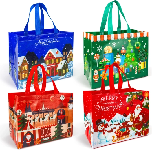 Božična darilna vrečka iz netkanega tekstila 31 × 25 × 17 cm – 1 kos