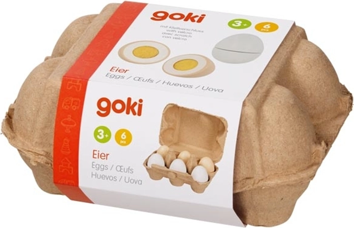 Goki lesena jajca v kartonskem vložku (6 kosov)