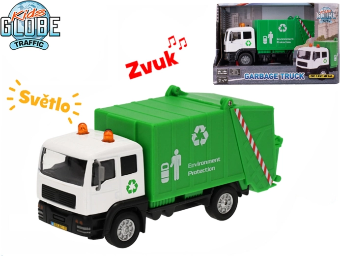 Kids Globe Traffic smetarski tovornjak 15 cm z vzvratno vožnjo, lučmi in zvokom