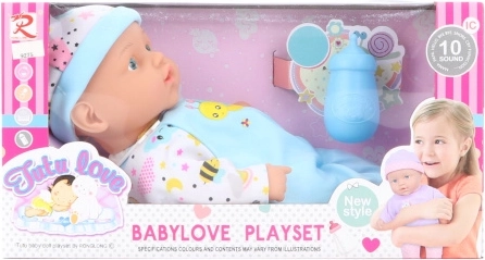 Dojenček 30 cm z zvoki in dodatki