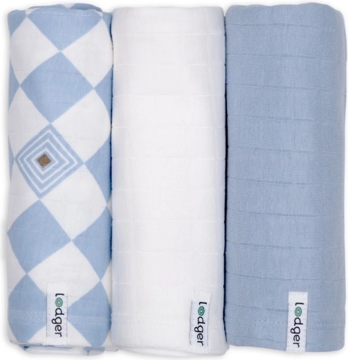 Lodger swaddler iz organskega bombaža Blue fogg, 70 × 70 cm (3 kos)