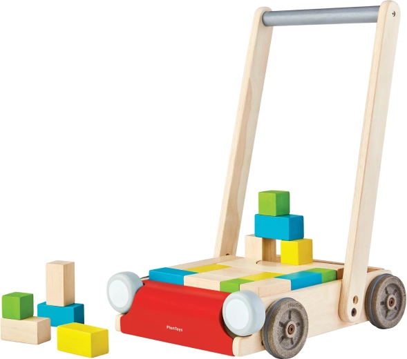 PlanToys lesena hojica z kockami