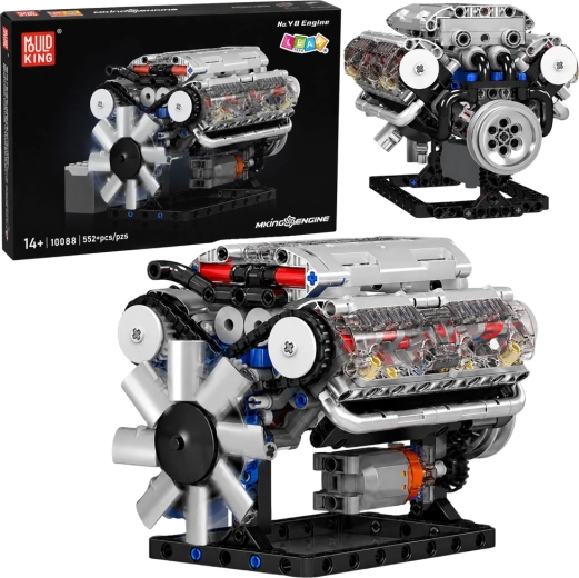 Konstrukcijski komplet mehanski motor V8 s premičnimi bati (552 kosov)