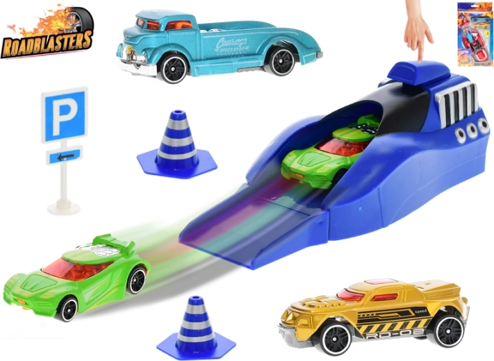 Roadblasters komplet izstreljevalnih avtomobilčkov s prometnimi znaki, 3 kosi