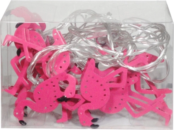 Barviti kovinski svetlobni venčki v obliki flamingov