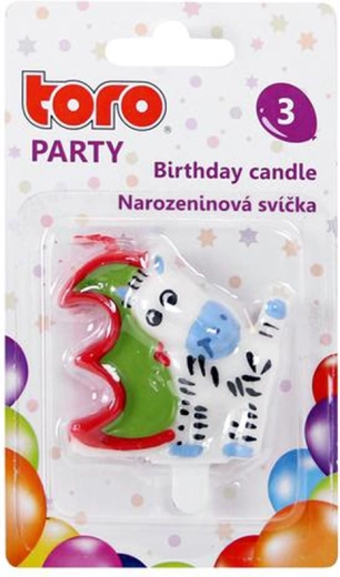 Tortna svečka številka 3 s konjičkom TORO, zapičljiva, 5 cm