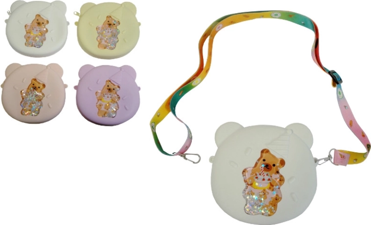 Silikonska torbica z medvedkom in bleščečimi zvezdicami