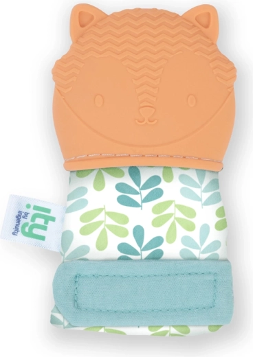 Ingenuity grizalna rokavička lisička Kitt oranžna brez BPA 3m+