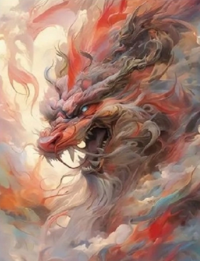 Diamantno slikanje Rdeči zmaj 30 × 40 cm