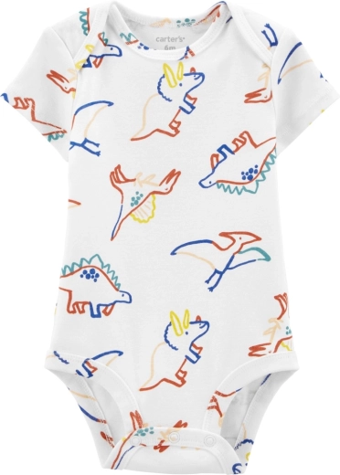 CARTER'S fantovski bodi s kratkimi rokavi ivory dino – 3 m