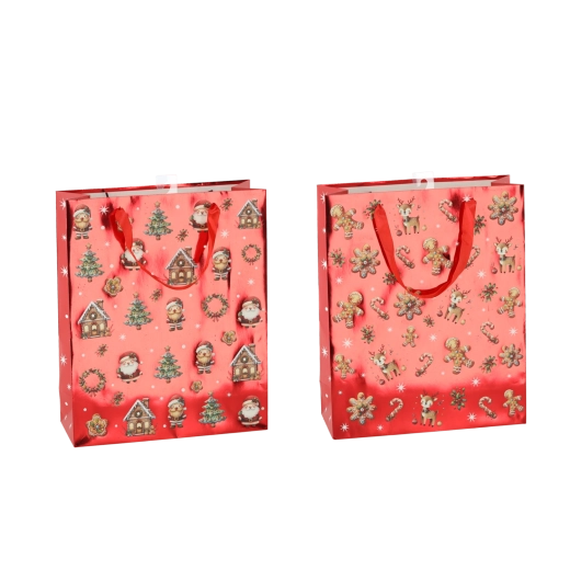 Božična darilna vrečka Medenjaki 26 × 32 × 10 cm, pakiranje 12 kos
