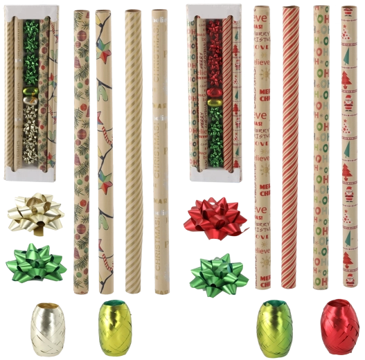 Božični darilni komplet Kraft mešanica vzorcev 70 × 200 cm
