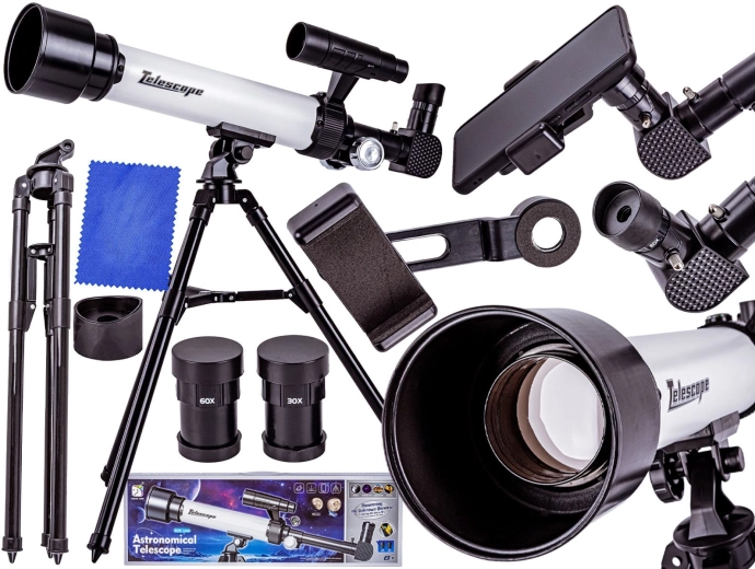 Astronomski teleskop s stojalom za začetnike z dodatki