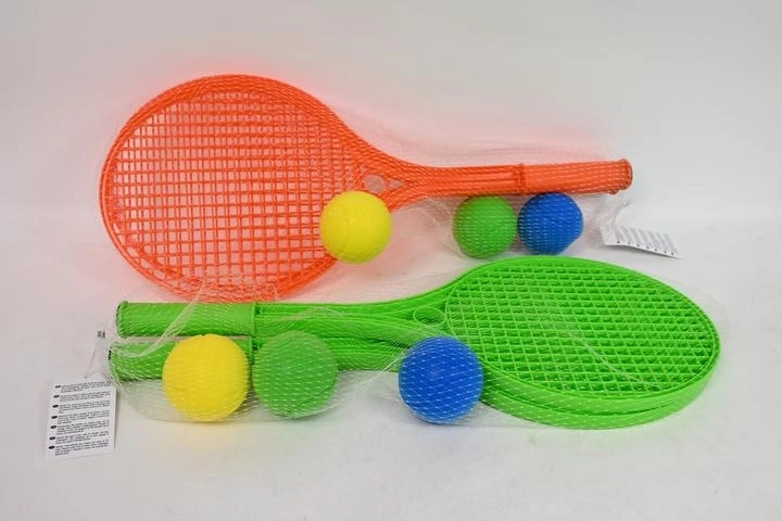 Plastični loparji za igre na prostem 55 cm + 3 penaste žogice