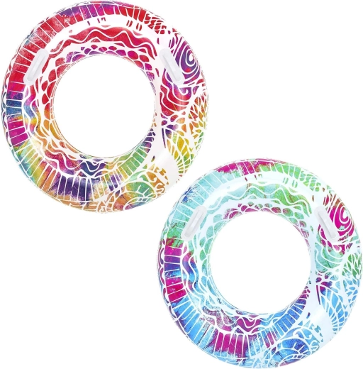 Napenjalni plavalni obroč za otroke 91 cm BESTWAY z ročaji – pisani mozaik vzorec