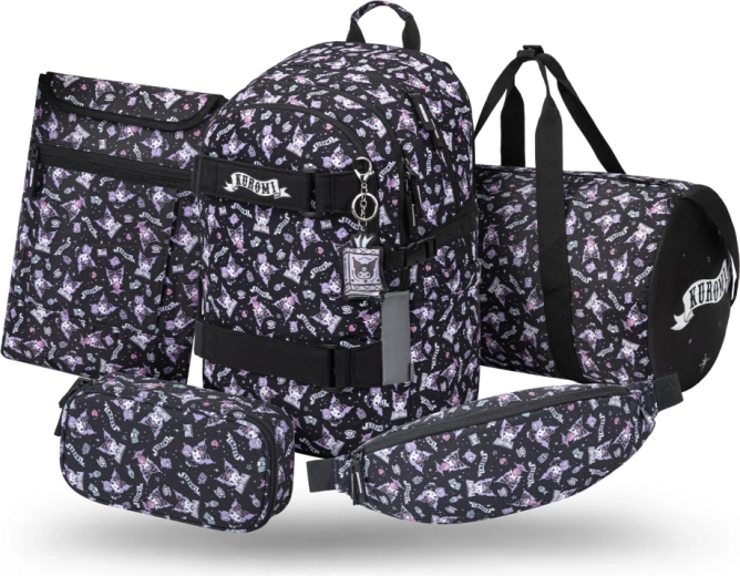 Set 5 Baagl Skate Kuromi black – nahrbtnik, peresnica, športna torba, ledvična torbica in ovitek za prenosnik