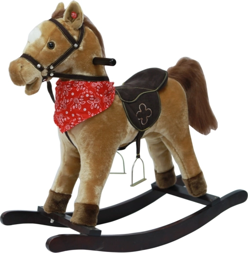 Gugalni konj svetlo rjave barve z zvoki in gibljivim gobcem