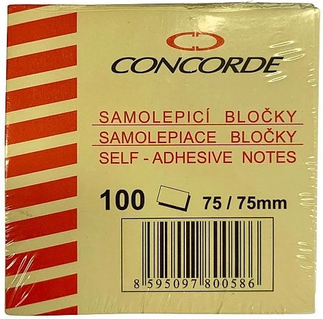 Samolepilni listič 75 × 75 mm, 100 listov, rumen