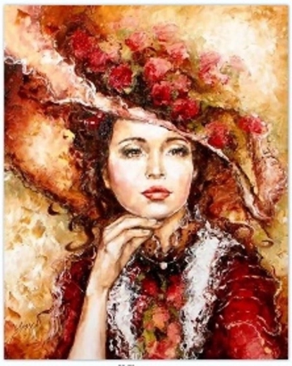 Slikanje po številkah Ženska s klobukom 40 × 50 cm