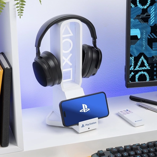PlayStation LED stojalo za slušalke in telefon z USB‑C polnjenjem