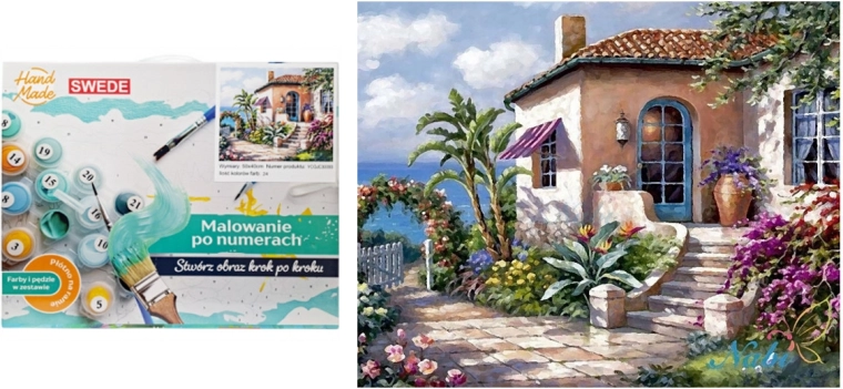 Slikanje po številkah Hiška ob morju