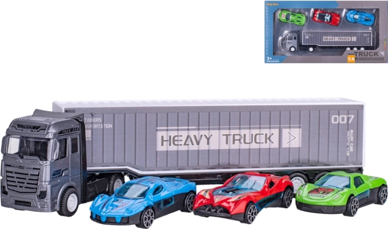 Kovinski tovorni avtomobil s 3 avtomobilčki, 22 cm