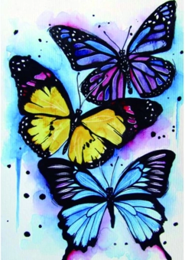 Diamantno slikanje – barvni metulji 30 × 40 cm