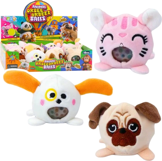 Plišasti stiskalni gniotek z živalicami z vodnimi kroglicami 6 cm