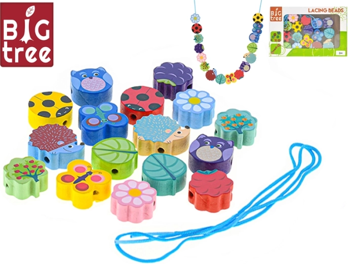 Leseni nizalni kroglici Big Tree – komplet 17 kosov