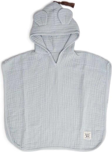 Funnababy muslinsko otroško pončo s kapuco dove grey