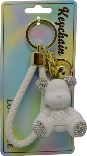 Obesek za ključe beli medvedek
