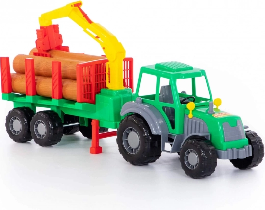 Gozdni traktor Altaj z nakladalnikom in prikolico