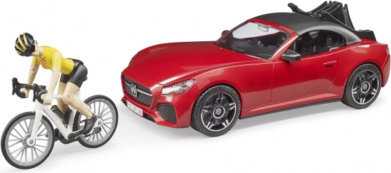 Bruder športni avto Dodge s figurico kolesarke in kolesom
