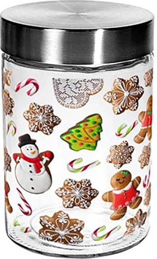 Steklena posoda za pecivo TORO 1100 ml z motivom medenjakov