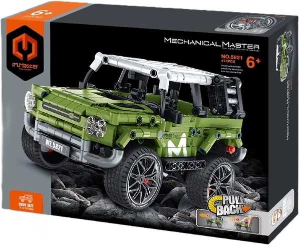 IM.Master building set – green off-road jeep with pull-back drive