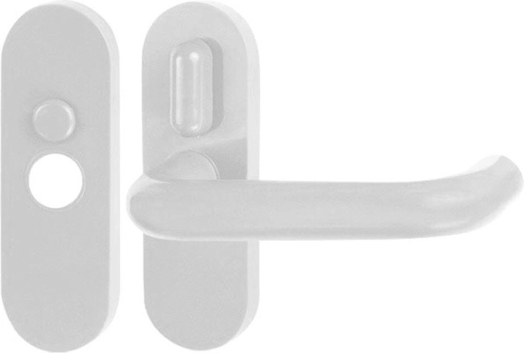 Notranji vratni ročaj s kljuko, bel plastičen