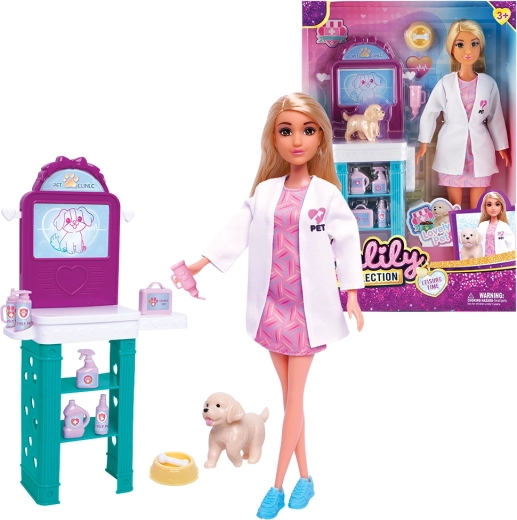 Punčka veterinarka s psičkom in dodatki